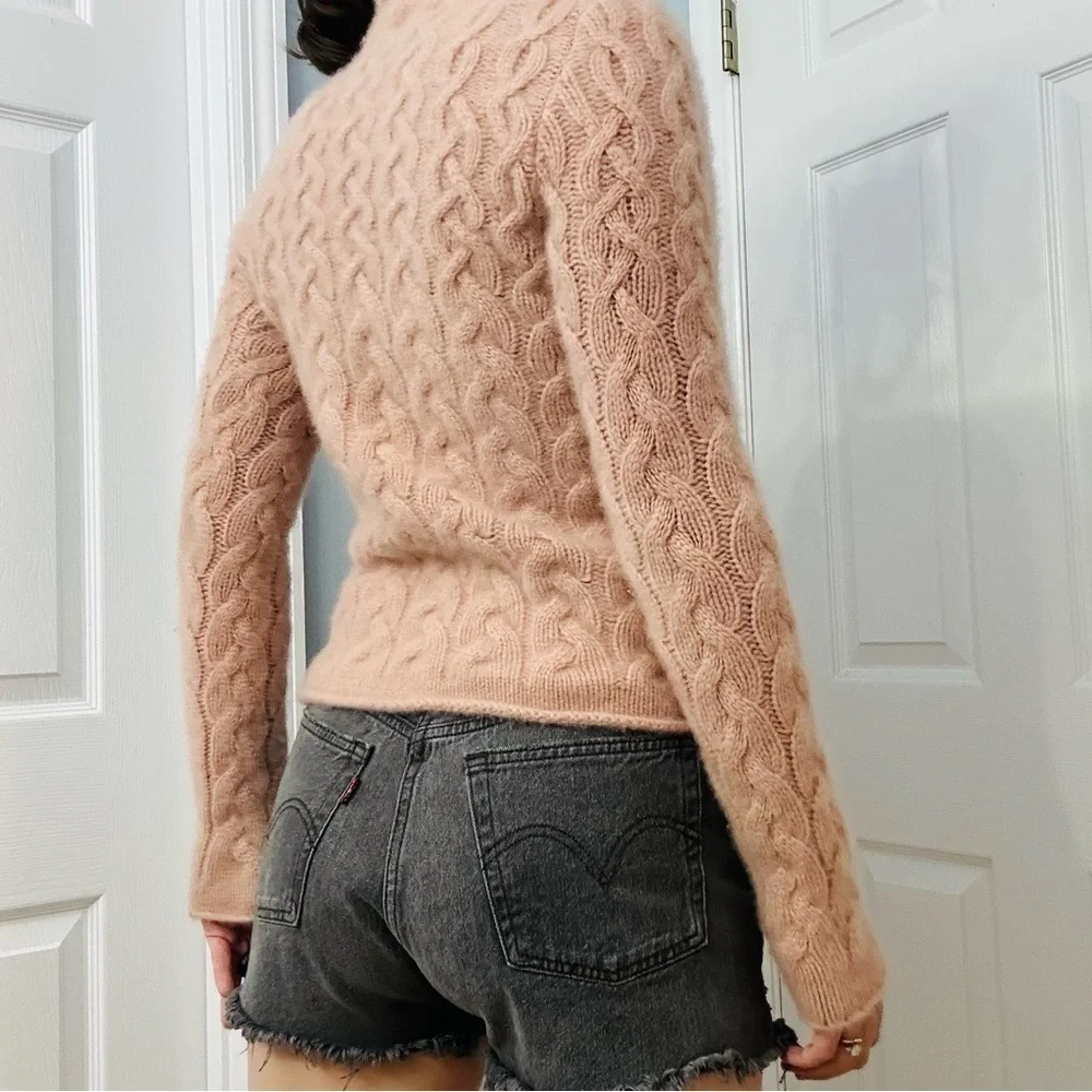 Tory Burch Sweater Cashmere Pink Knit Fall Minimalist Dainty Size Extra Small
